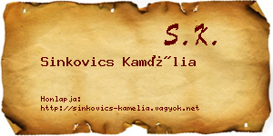 Sinkovics Kamélia névjegykártya